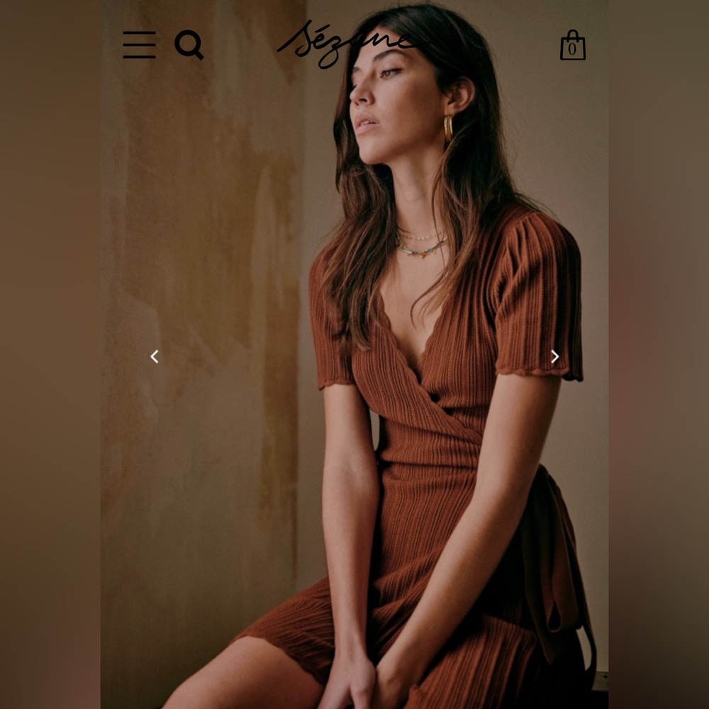 Sezane Luisa Dress - Hazelnut wrap knit dress size S